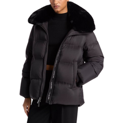 Michael Kors Quilted Puffer Jacket With Faux Fur Collar - Black