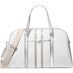 Michael Kors Jet Set Travel Extra Large Striped Metallic Signature Logo Weekender Bag - Optic White