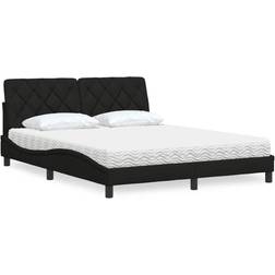 vidaXL Säng Med Madrass Svart 160x200 cm Tyg Sängpaket