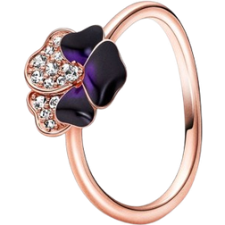 Pandora Pansy Flower Ring - Rose Gold/Purple/Transparent