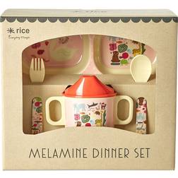 Rice Children's Dinnerware Set 4 Pcs Wildlife Pink