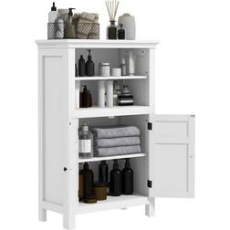 Homcom Modern Bathroom Storage Cabinet With Open Shelves