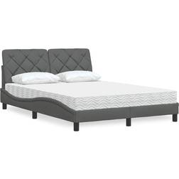 vidaXL Seng Med Madras 120x200 cm Stof Mørkegrå Sengesæt