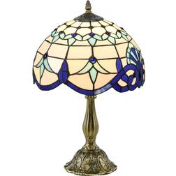 Homcom Stained Glass Antique Blue Table Lamp