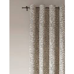 John Lewis Anyday Scribble Print Pair Lined Eyelet Curtains
