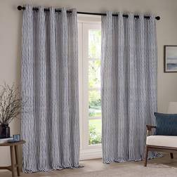 Yard Blue Striped Cotton Eyelet Curtains 168 x 168 cm
