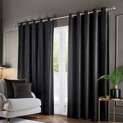 Paoletti Corinthian Black Velvet Eyelet Curtains 229 x 229 cm