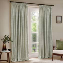 Yard Green Striped Cotton Pencil Pleat Curtains 229 x 229 cm