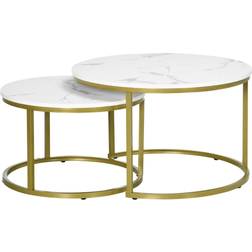 Northio Runda Sidobord Set Med 2 Guld Soffbord