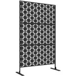 OutSunny 6.5FT Metal Outdoor Privacy Screen Panel with Stand