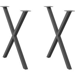 vidaXL X-Shape Anthracite Bordben 73cm 2stk