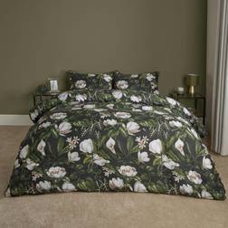 OHS Floral Botanics Duvet Cover Black, Green (200x200cm)