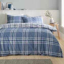 Catherine Lansfield Kelso Check Set King Duvet Cover Blue