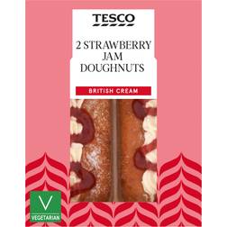 Tesco 2 Cream Strawberry Jam Doughnuts
