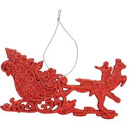 VFM e-Store Reindeer And Sleigh Red Christmas Tree Ornament 14.5cm