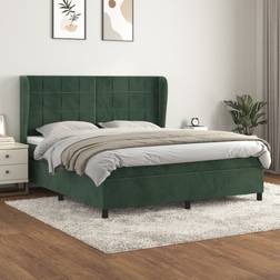 vidaXL Ramsäng Med Madrass Mörkgrön 180x200 cm Sammet Kontinentalsäng