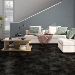 B&Q Black Slate Self-Adhesive Vinyl Floor Tiles 0.93 Sqm