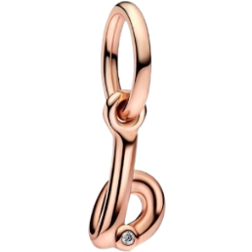 Pandora Letter B Script Alphabet Dangle Charm - Rose Gold/Transparent