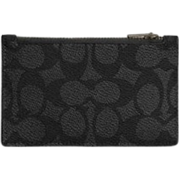 Coach Zip Card Case In Signature Canvas - Gunmetal/Charcoal/Black