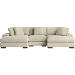 Wade Logan Cabbar Beige Corduroy Sofa 125" 3 Seater
