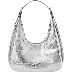 Michael Kors Nolita Small Metallic Crackled Leather Hobo Shoulder Bag - Silver