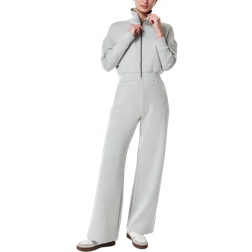 Spanx AirEssentials Long Sleeve Wide Leg Jumpsuit - Light Heather Grey