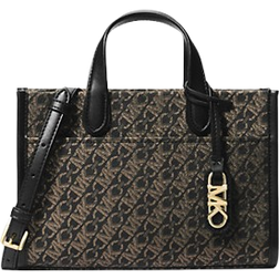 Michael Kors Gigi Small Metallic Empire Monogram Messenger Bag - Black/Pale Gold