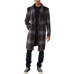boohooMAN Single Breasted Checked Coat - Blue