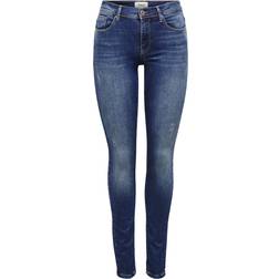 Only Shape Regular Rise Skinny Fit Jeans - Blue/Dark Blue Denim