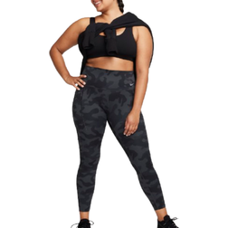 Nike Universa Women's Medium Support High Waisted 7/8 Camo Leggings with Pockets - Off Noir/Black