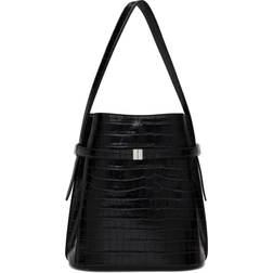 Toteme Croc-Effect Leather Bucket Bag - Black