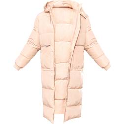 PrettyLittleThing Hooded Maxi Puffer Coat - Stone