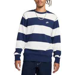 Nike Club Fleece Men's Striped Heavyweight French Terry Crew - Midnight Navy/Sail/White