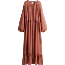 H&M Balloon Sleeved Chiffon Dress - Dusty Red