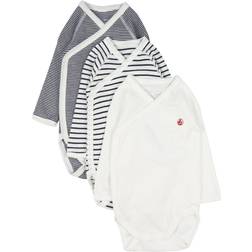 Petit Bateau Baby Long Sleeved Bodysuits - Blue/White Striped (5421900070)