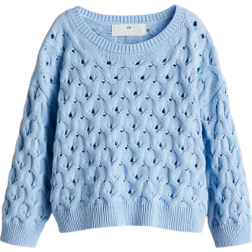 H&M Kid's Hole Knit Sweater - Light Blue (1262853001)