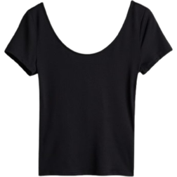 H&M Scoop-Neck Microfibre Top - Black