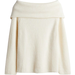 H&M Rib Knit Off The Shoulder Sweater - Cream