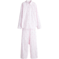 H&M Cotton Poplin Pajamas - Light Pink/Hearts
