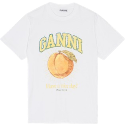 Ganni Relaxed Peach T-shirt - Bright White