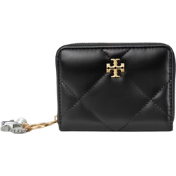 Tory Burch Small Kira Diamond Quilt Charm Zip Around Wallet - Black