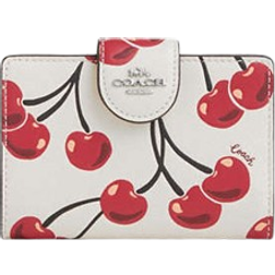 Coach Medium Corner Zip Wallet With Cherry Print - Novelty Leather/Silver/Chalk Multi