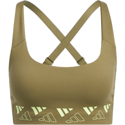 adidas Powerimpact Training Medium-Support Logo Bra - Focus Olive/ulse Lime