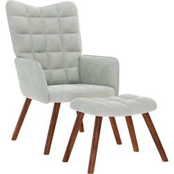 vidaXL Footstool Velvet Light Grey Fåtölj 95.5cm