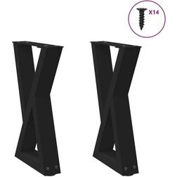 vidaXL Steel Black Table Leg 43.3cm 2pcs