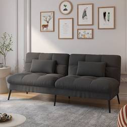 George Oliver W110764803 Black Sofa 23.6" 2 Seater