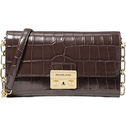 Michael Kors Tribeca Crocodile Embossed Leather Convertible Crossbody Bag - Chocolate