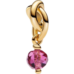Pandora October Birthstone Eternity Circle Dangle Charm - Gold/Pink