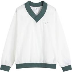 Nike Sportswear Essential Women's Loose UV Woven Long-Sleeve V-Neck Top - Sail/Vintage Green/Vintage Green
