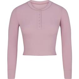 SKIMS Long Sleeve Crop Henley - Dusk